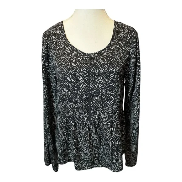 MINKPINK Black Peplum Long Sleeve Blouse - Picture 1 of 7